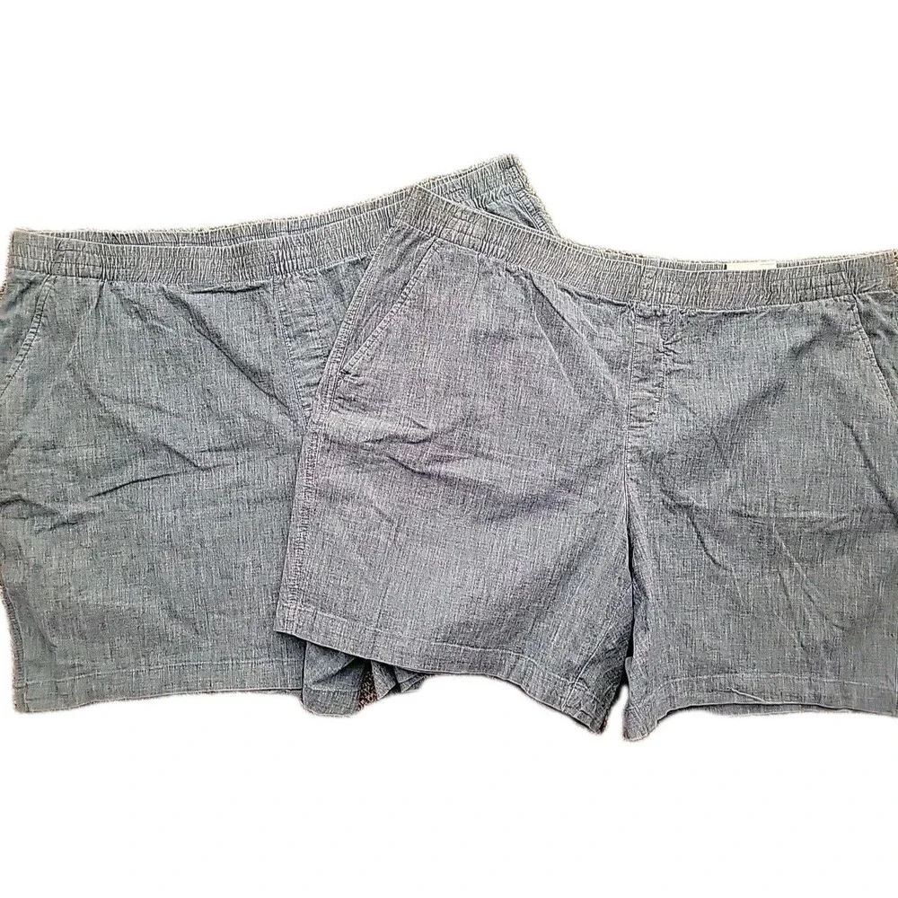 Lands’ End Bermuda Shorts 22W Chambray Blue Pockets Mid Rise Cotton Spandex Lot - Picture 2 of 8